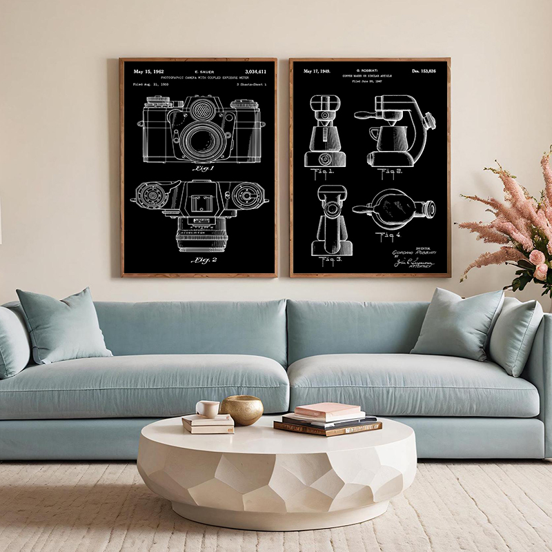 Patent Siyah Ve Beyaz poster V - Sports Equipment Drawing incelemesi ve fiyatı