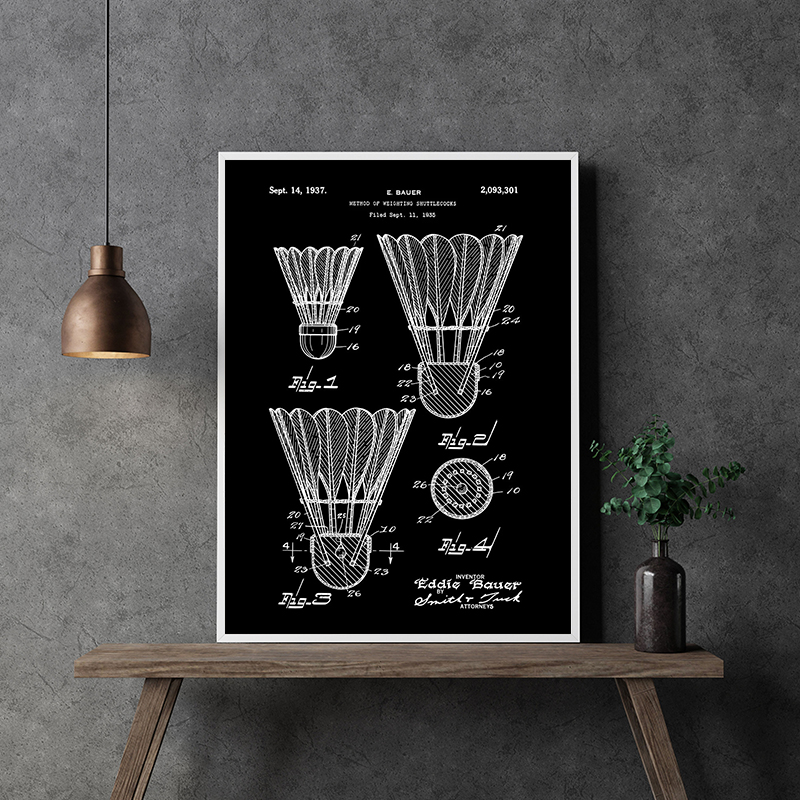 Patent Siyah Ve Beyaz poster V - Sports Equipment Drawing incelemesi ve fiyatı